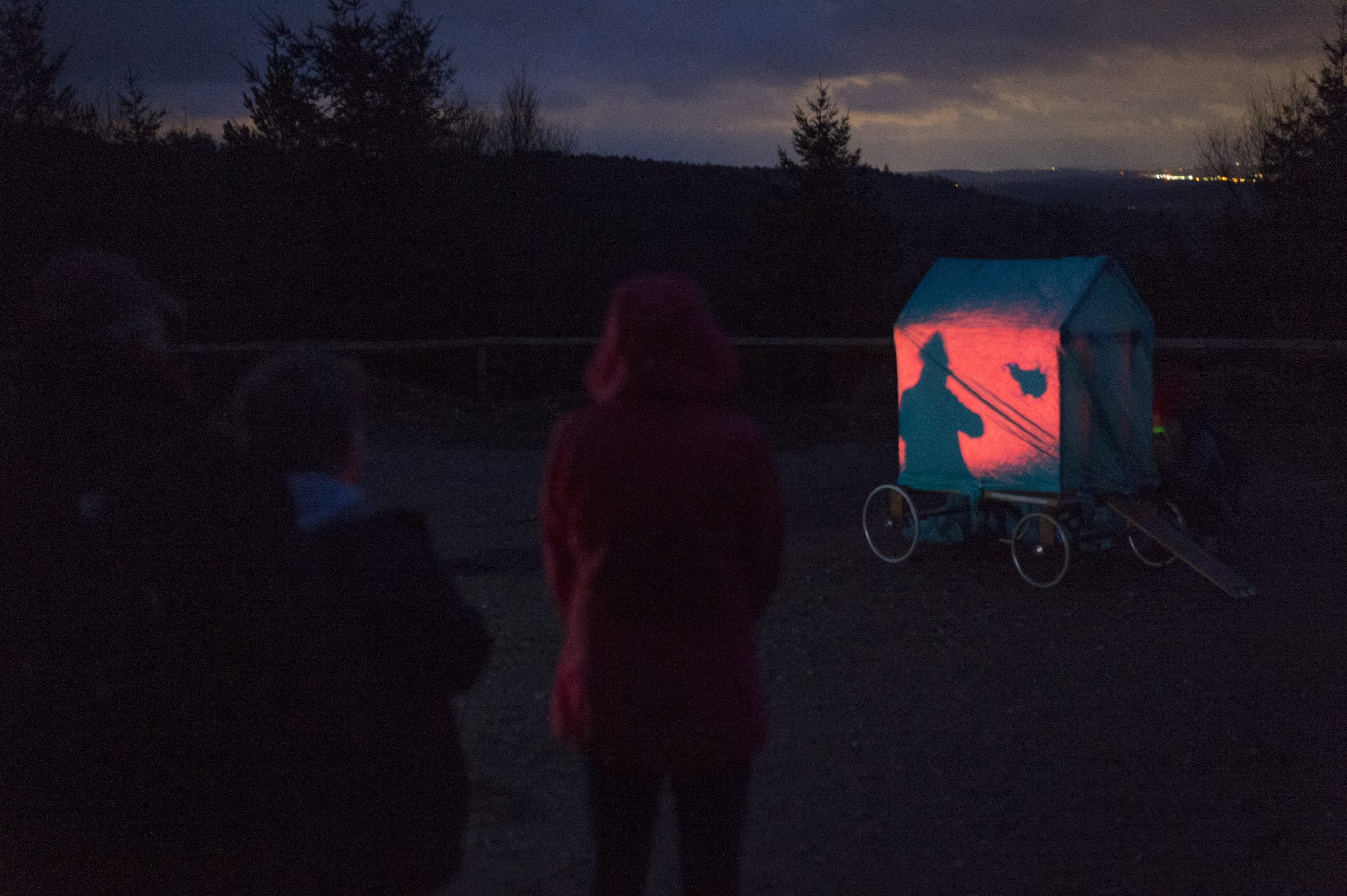 At night, an animation of The Baker being tormented by the illusive Snark, is projected onto a bathing machine.